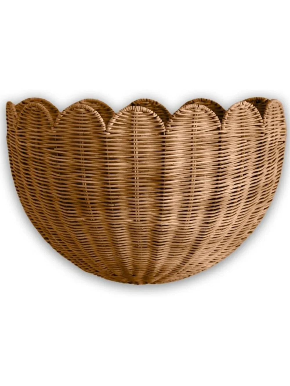 Scalloped Wicker Wall Basket - Decorative Storage Organizer - 16x10x7 Inches